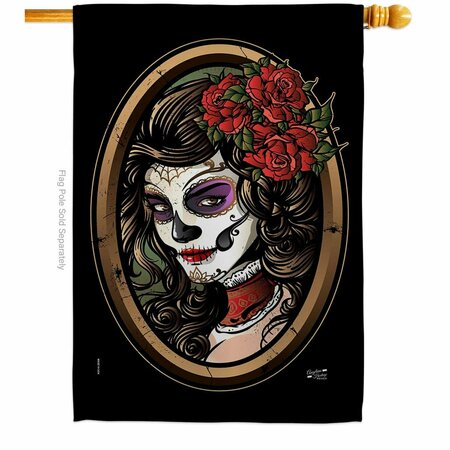 PATIO TRASERO 28 x 40 in. La Calavera Catrina House Flag with Fall Day of Dead Dbl-Sided Vertical Flags  Banner PA3910418